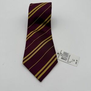 Universal Studios Harry Potter Gryffindor Silk Tie Burgundy Gold Striped 56" NEW